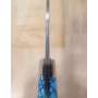 Japanese Petty Knife - TAKESHI SAJI - Stainless Damascus R2 Steel diamond finish - blue turquoise Handle - Size: 13,5/15cm