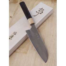 Cuchillo santoku japonés - TAKESHI SAJI - Acero VG-10 Damasco - Color - Tamaño: 16,5cm