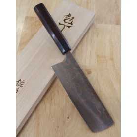 Cuchillo japonés nakiri - TAKESHI SAJI - Acero azul nº 2 Damasco - Color - Tamaño: 16,5cm