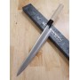 Cuchillo japonés sujihiki para rebanar MASAMOTO SOHONTEN acero sueco Tamaño:24cm