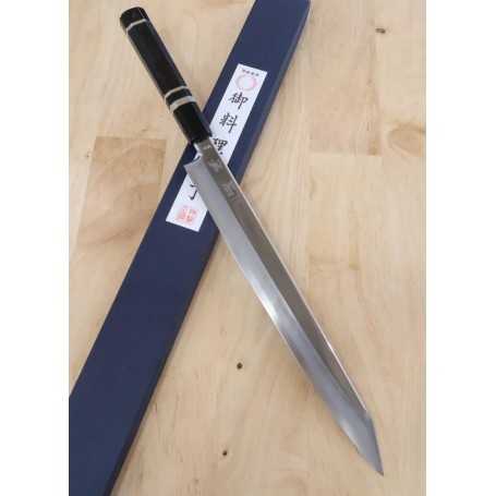 Cuchillo japonés kandokoro Yanagiba - MIURA - Serie Obidama - Mango de madera de ébano espejado Vg-10 - Tamaño: 27/30cm