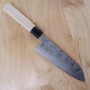 Cuchillo japonés santoku - Masakage- Shirogami 2 - Damasco - Serie Shimo - Tamaños:17cm