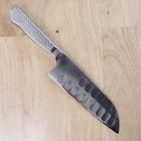 Cuchillo Santoku Japonés - GLESTAIN - Mango de acero inoxidable - Tamaño: 17cm