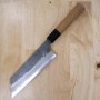 Cuchillo japonés Kiritsuke Nakiri - NIGARA - Kurouchi Tsutime - Acero Super Bule - Tamaño: 17cm
