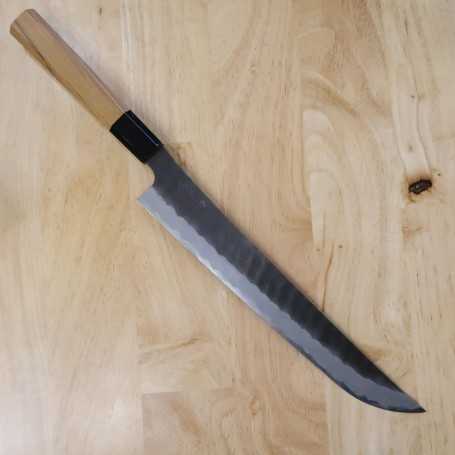 Cuchillo japonés Sakimaru Sujihiki - NIGARA - Kurouchi Tsutime - Acero Super bule - Tamaño:27cm