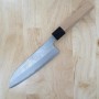 Cuchillo de cocina japonés santoku - YOSHIMI KATO - Serie Super Aogami Nashiji - Tamaño: 17cm