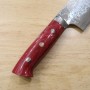Cuchillo japonés nakiri TAKESHI SAJI - Damasco R2 acabado diamante - rojo turquesa - Tamaño:18cm