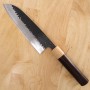 Cuchillo Santoku Japonés - MIURA - Aogami Super - Acabado Negro - Tamaño: 16,5cm