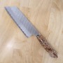 Cuchillo japonés kiritsuke nakiri - NIGARA - Migaki Tsuchime - SG2 Mango de arce personalizado - Tamaño: 18cm