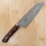 Cuchillo Japonés Santoku - TAKESHI SAJI - Acero Damasco en Niquel - R2 - Mango del Ironwood - Tam: 18cm