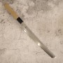 Cuchillo japonés Sakimaru Takobiki - SAKAI KIKUMORI - shirogami 2 - Serie Kikuzuki Uzu - Tamaño 27cm