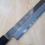 Cuchillo japonés Sakimaru Yanagiba - MIURA - Serie Obidama - acabado espejado - Shirogami 2 - Madera de ébano - Tamaño: 27/30cm