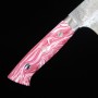 Cuchillo japonés nakiri TAKESHI SAJI - Damasco R2 acabado diamante - rojo y blanco turquesa - Tamaño:18cm