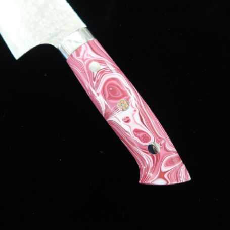 Takeshi Saji R-2 Diamond Damascus Steak Knife (WhiteTurquoise Handle)