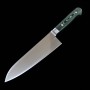 Cuchillo Santoku Japonés - SUISIN - Suecia Inox - Micarta Verde Premium - Tamaño: 18cm