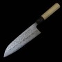Cuchillo japonés santoku - MIURA - Shirogami2 - Tsuchime - Tamaño: 16.5cm