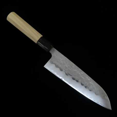 Cuchillo japonés santoku - MIURA - Shirogami2 - Tsuchime - Tamaño: 16.5cm
