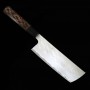 Cuchillo japonés Nakiri - NIGARA - Acero inoxidable VG10 - Tsuchime Damasco - Mango wengué - Tamaño:16.5cm