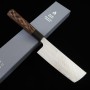 Cuchillo japonés Nakiri - NIGARA - Acero inoxidable VG10 - Tsuchime Damasco - Mango wengué - Tamaño:16.5cm