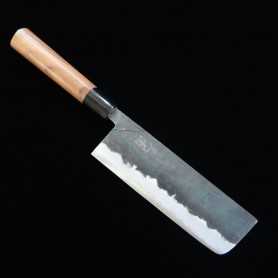 Cuchillo japonés nakiri MIURA Kurouchi acero blanco carbono Tamaño:17cm