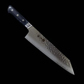 Cuchillo japonés santoku - MIURA KNIVES - Acero inoxidable 10A - Martillado - Mango azul - Tamaño:19.5cm