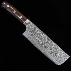 Cuchillo Japonés Nakiri - TAKESHI SAJI - Acero Damasco en Niquel - VG10 - Mango del Ironwood - Tam: 16,5cm