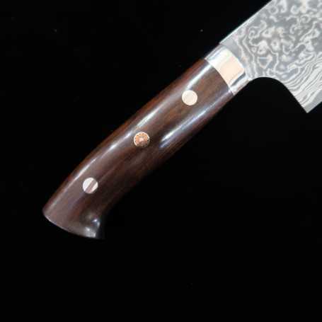 CS203 Cuchillo Japones Gyuto VG10 Damasco Mango de madera de hierro - Saji  21cm