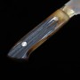 Cuchillo japonés santoku - TAKESHI SAJI - Acero Azul No.2 Damasco - Color - Mango de cuerno de ciervo marrón - Tamaño: 18cm