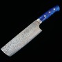 Cuchillo japonés nakiri - TAKESHI SAJI - Acero inoxidable VG-10 Damasco - Color -azul acrílico- Tamaño:17cm