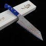 Cuchillo japonés bunka - TAKESHI SAJI - Acero inoxidable VG-10 Damasco - Color -azul acrílico- Tamaño:17.5cm