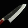 Cuchillo japonés santoku - NIGARA - Kurouchi Tsuchime - SG2 - Mango acrílico - Tamaño: 18cm