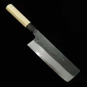 Cuchillo japonés Nakiri - SAKAI KIKUMORI - Kikuzuki Kuro Serie - Black finish Shirogami 2 - Tamaños: 18cm