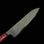 Cuchillo japonés de chef gyuto - NIGARA - Damasco - Aogami 2 - Mango personalizado rojo - Tamaño: 21cm