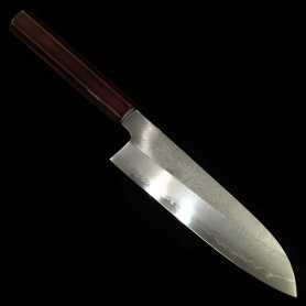 Cuchillo Santoku japonés - HADO - Serie Kijiro - Ginsan damasco - Tamaño:17cm