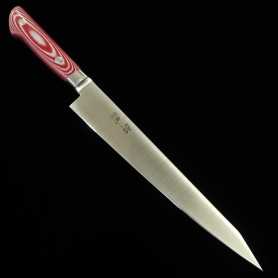 Cuchillo japonés Sujihiki - SUISIN - Sweden Inox - Premium Red White Micarta - Tamaños: 24 / 27cm