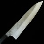 Cuchillo japonés de chef Gyuto- NIGARA - Ginsan Plata inoxidable3 - Damasco - mango de ébano personalizado - Tamaño:24cm