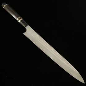 Cuchillo japonés Honyaki Yanagiba - NIGARA - Acero blanco no.1 - Mango de ébano - Tamaño:30cm