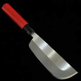 Cuchillo cosecha hortalizas - hoja hendida acero inoxidable - RAKUTARO - TY-420 - Mango recto rojo