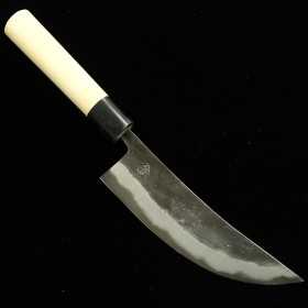 Cuchillo Japonés Barbacoa - MIYAZAKI KAJIYA - Tsubaki - Aogami No2. -Cubierta de hierro suave -Back Finish- Magnolia - T:18cm