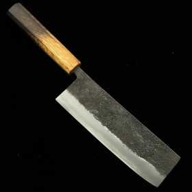 Cuchillo japonés Nakiri - MIYAZAKI KAJIYA - Tsubaki - Aogami No.2 hierro dulce revestido - Black Finish - Tamaño:18cm