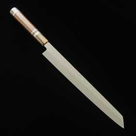Cuchillo Japonés kengata yanagiba SUISIN - Yoshikazu ikeda - Fuji Honyaki - Blanco carbón 3 - madera de serpiente - 30cm