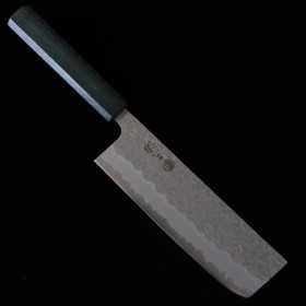 Cuchillo Nakiri Japonés - MIURA - Acero al carbono blanco No.1 - Textura martilleada - Tamaño : 16.5cm