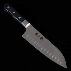 Cuchillo de Santoku Japonés - MIURA - Acero inoxidable molibdeno - Procesamiento de hoyuelos - Tamaño : 16cm