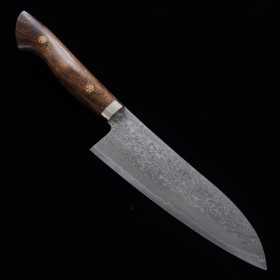 Cuchillo de Santoku Japonés - TANAKA SHIGEKI - Acero inoxidable R2 - Damasco - Tamaño : 17cm