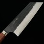 Cuchillo Kiritsuke Nakiri Japonés - NIGARA - Acero inoxidable SG2 - Kurouchi - Textura martilleada- Tamaño:18mm