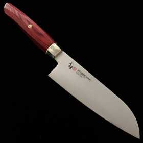 Cuchillo Japonés Santoku - ZANMAI - Serie Revolution - Mango Decagonal Rojo - Acero SPG2 - Tam: 15cm
