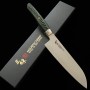 Cuchillo Japonés Santoku - ZANMAI - Serie Revolution - Mango Decagonal Verde - Acero SPG2 - Tam: 18cm