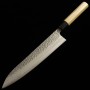 Cuchillo de Chef Gyuto Japonés - MIURA - Acero blanco No1 - Textura martilleada - Mango de magnolia - Tamaño: 24cm