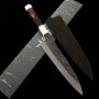 Cuchillo de Chef Gyuto Japonés - HATSUKOKORO - Yoshihide Masuda - Acero blanco No2 - Acabado damasco negro - Tamaño: 24cm