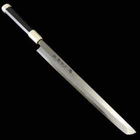 Cuchillo japonés Sakimaru Takobiki -SUISIN- Tanryu -blanco 1 damasco Tamaño:30/33cm